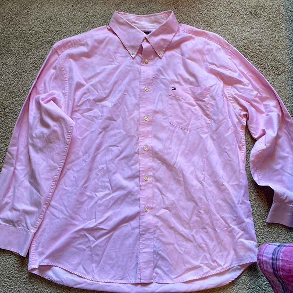 Men’s long sleeve button down shirt, Tommy Hilfiger pink, xl